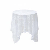 Romantic Vibe White Lace Tablecloth Elegant Design Lace Tablecloth Multi-Purpose Scalloped Border Table Cover for Photographers, Event Planners