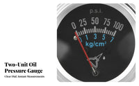 Two-Scale Scale Mechanical Oil Pressure Gauge Silver Bezel Analog Oil Pressure Gauge Red Pointer Auto Parts Brass Fittings