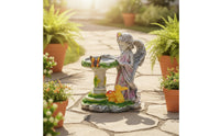 Angel Statue with Basin Waterproof Sun-Powered Garden Statue Light Automatic Sun-Powered Garden Luminaire for Gardeners, Homeowners, Yard, Flower Bed