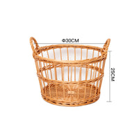 Natural Handwoven Willow Basket Rustic Wicker Storage Basket Cylindrical Lightweight for Laundry, Living Room, Bedroom