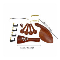 Violin Chinrest Tailpiece Pegs Set Flower Inlay 4/4 Violin Fittings Set for Violinists