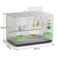 Large Pet Bird Cage, Iron Wire Indoor Enclosure with 4 Perches for Cockatiels Parakeets Budgie Lovebird, Multi-Compartment Box-shaped design