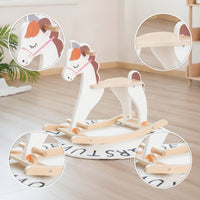 Anti-Tip Wooden Rocking Horse Natural Rocking Horse Safe Mountable Toy Balanced for Playroom