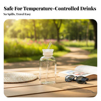 Heat Resistant Glass Straw Bottle Large Capacity Graduated Glass Tumbler Cost-Complimentary for Fitness Enthusiasts, Students, Travel