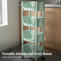Multi-Tier Rolling Cart Space-Saving Rolling Storage Cart Mobile Shelving Unit Sturdy Multi-Tier Utility Trolley Easy Assembly