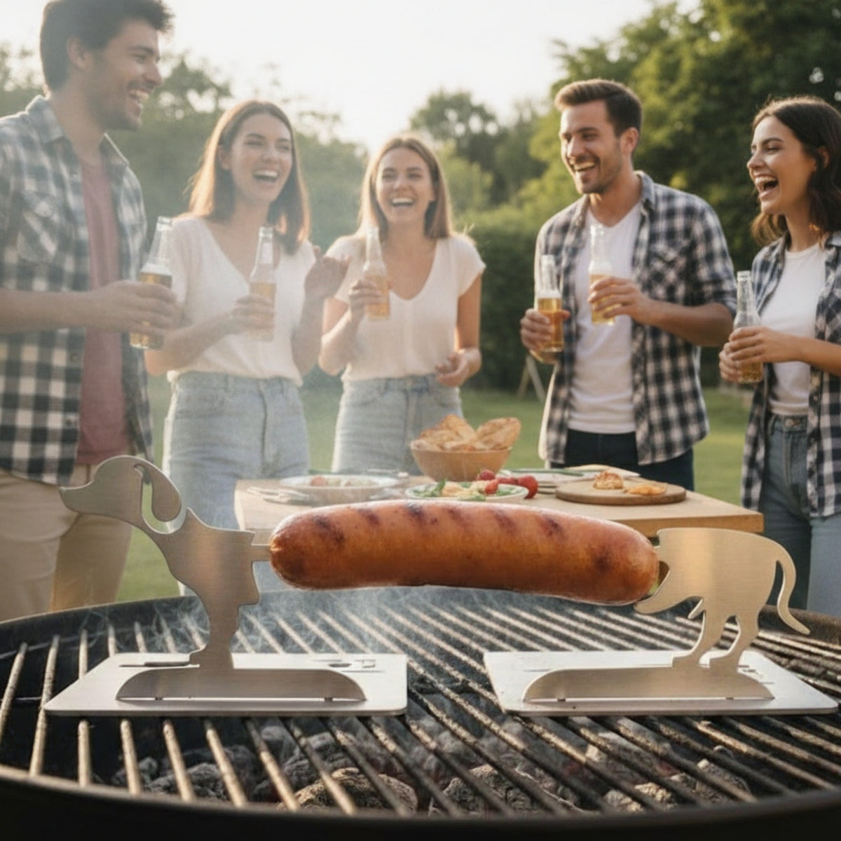 Stainless Steel Sausage Rack Metal Sausage Barbecue Rack Rust-Proof Hot Dog Roaster Heat-Resistant for Grill, Camping