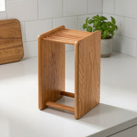 Countertop Knife Rack Elegant Cherry Wood Knife Block Freestanding for Home Cooks