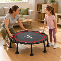 Padded Border Kids Mini Trampoline Red Trim Foldable Mini Trampoline Midpoint Symbol Rebounder Black Metal Frame for Children