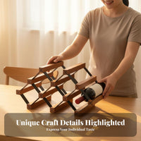 Wooden Vino Rack Solid Wood Wooden Countertop Vino Rack Elegant Design Freestanding Bottle Stand for Homeowners, Adults, Tabletop, Dining Room