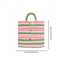 Double Zipper 3-Layer Makeup Case Multi-Purpose Portable Makeup Train Case Quilted Cosmetic Organizer for Women, Business Trip, Home