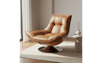 Single Sofa Chair Ergonomic Design Leather Lounge Chair Rotating Armchair Space Saving Living Room Furniture for Studying Nook