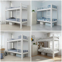 Metal Bunk Bed Frame Space-Saving Metal Bunk Bed Compact Furniture for Students, Teens, Dormitory, Shared Bedroom, Apartment