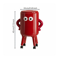 Easy No-Bend Use Trash Can with Wheels Large Capacity Hinged Lid Trash Bin Movable Garbage Can for Living Room, Bedroom