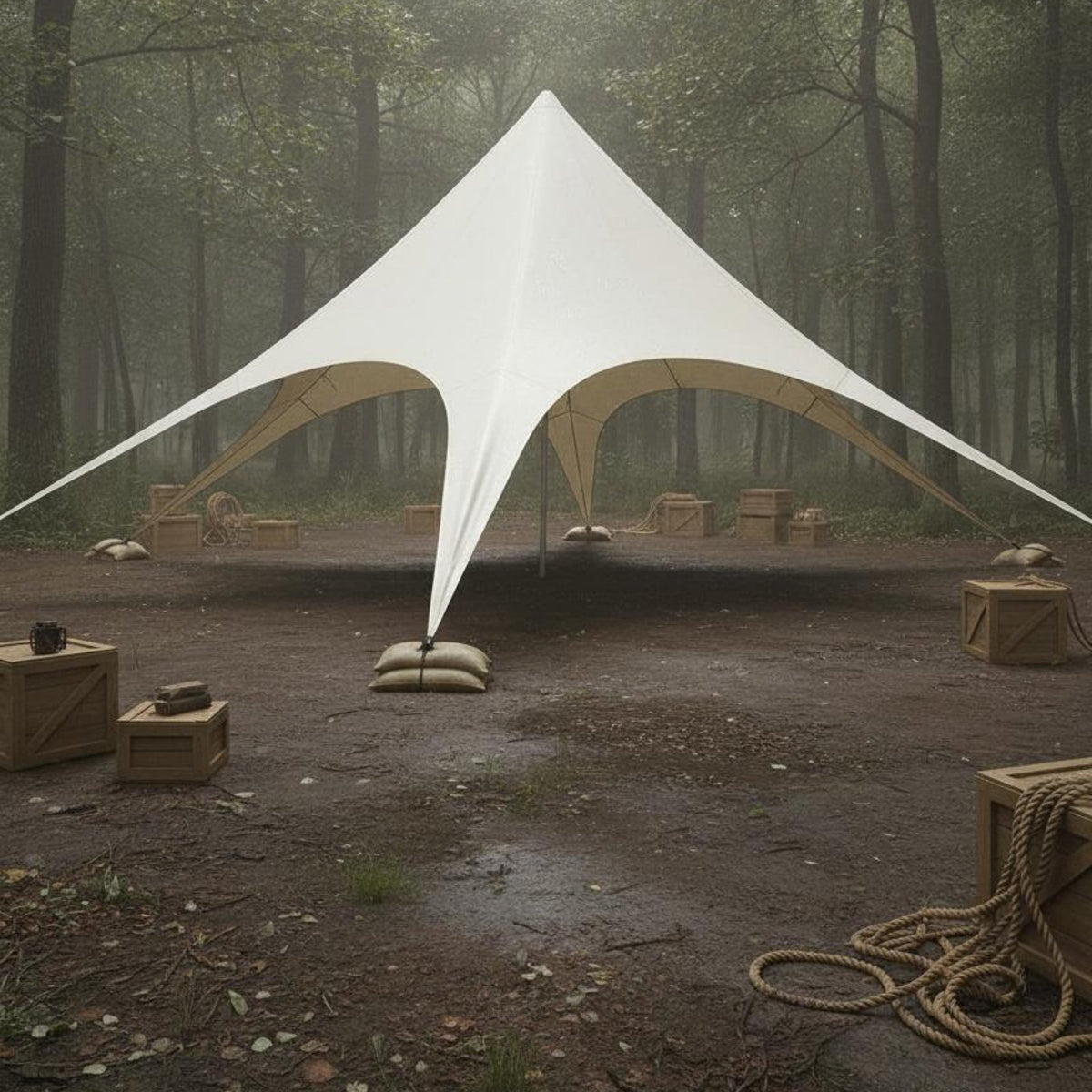 Long-Lasting 900D Material Multipoint Star Tent Large Capacity Outdoor Shelter Waterproof Event Canopy Water Resistant for Campground Owners, Businesses, Campsites, Camping, Resorts, Tourist Attractions