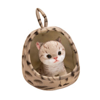 Soft Soft Cat with Bed Cute Stuffed Cat in Nest Embroidered Toy Warm for Collectors