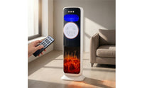 Tower Heater with Flame Effect Vertical Electric Heater Fan Oscillating Wireless Control for Living Room, Bedroom