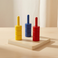 Montessori Wooden Rainbow Stacking Rings Sensory Educational Toy for Toddlers