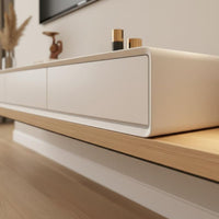 Extendable TV Cabinet Ample Storage Retractable TV Unit Construction Modern Minimalist Media Console for Small Apartment Dwellers