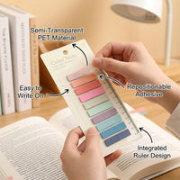 Transparent Sticky Tabs for Books, See Through Page Markers for Students, Repositionable Notebook Dividers Color Index Flags