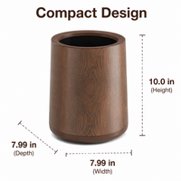 12L Round Kitchen Pedal Bin with Lid, Dark Brown Wood Grain Finish, Waste Paper Bin, Inner Bucket for Home & Commercial Use