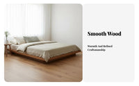 Minimalist Design Japanese Design Tatami Bed Elm Wood Bed Frame Bedroom Furniture for Minimalists, Hotel Owners, Homeowners, Guest Room, Apartment