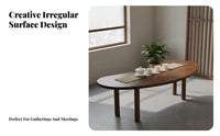 Curved Solid Wood Tea Table Aesthetic Chinese Design Tea Table Thick Tabletop Modern Chinese Design Dining Set for Home Stylists, Living Room