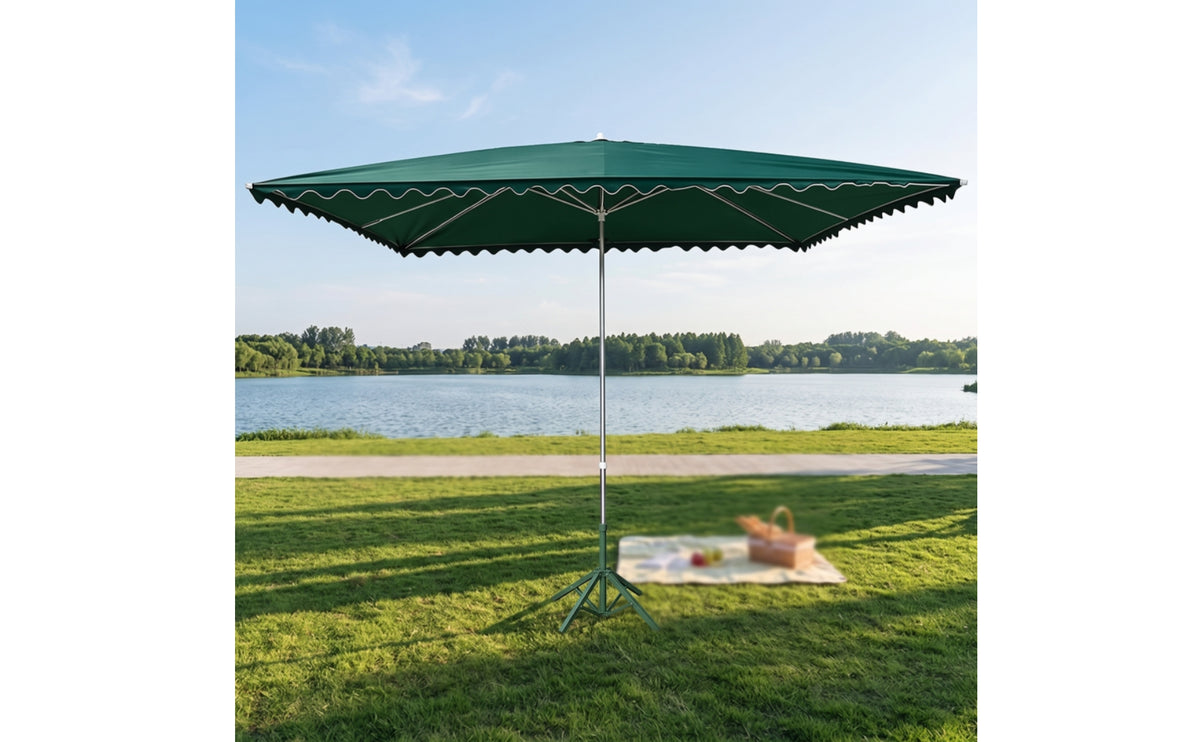 Straight-Pole Umbrella Height-Adjustable Umbrella with Sixframework Sun Protection for Vendors, Patio, Courtyard, Market Stalls