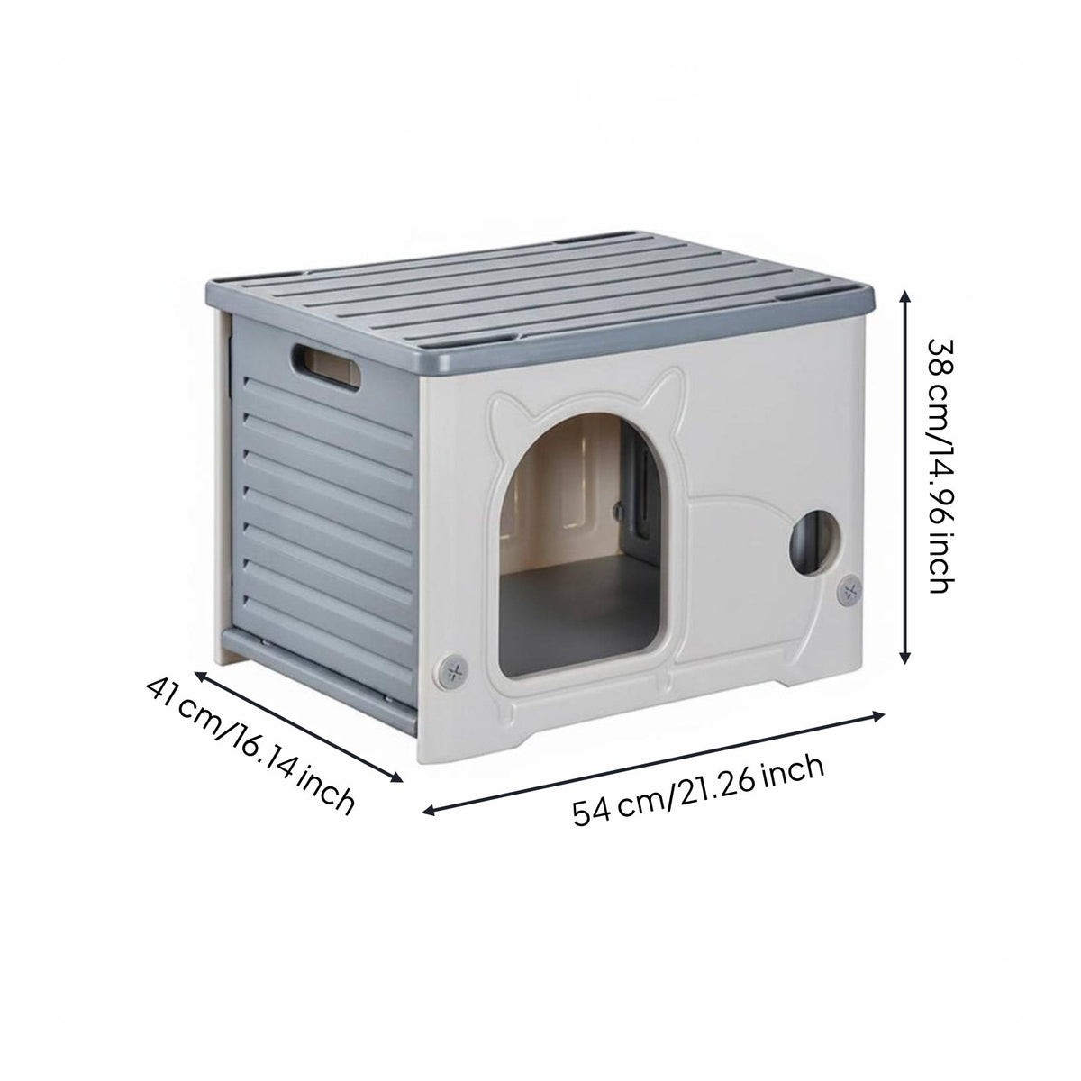 Rainproof Plastic Outdoor Kitten House Sunproof Weather-Resistant Stray Kitten Shelter Sturdy Semi-Enclosed Pet Villa Easy to Clean for Backyard, Garden