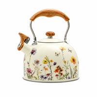 Stainless Steel Stovetop Whistling Kettle Botanical Whistling Tea Kettle Heat-Resistant Stay-Cool for Kitchen