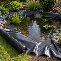 HDPE Geomembrane Pond Liner for Landscaping, Heavy Duty Puncture Resistant Anti-Seepage Waterproof Liner Black Pond for Water Features