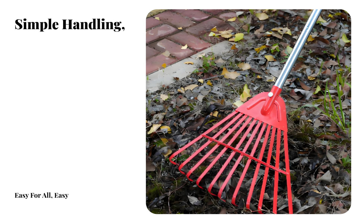 11-Tine Grass Rake Bend Resistant 11 Tine Garden Rake Comfortable Grip Gardening Tool for Landscapers, Gardeners, Landscaping, Farm