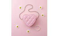 Parent-Child Matching Quilted Chain Purse Lightweight Chain Strap Lipstick Bag Easy to Clean Quilted Heart Bag Zipper Closure for Toddlers