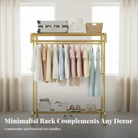 Stable Structure Unattached Standing Clothes Organizer Easy Assembly Clothing Rack with Shelf Large Capacity Unattached Standing Clothing Rack with Shelf Rust Resistant for Homeowners, Boutique Owners, Balcony, Outdoor, Bedroom, Laundry Room