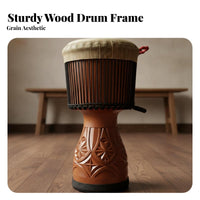 Handmade Rope-Tuned Djembe Goatskin Drumhead Carved Djembe Natural Skin Head Percussion Instrument Rich Bass Tones for Musicians, Music Enthusiasts, Live Performances, Jam Sessions, Cultural Events, Home Decor