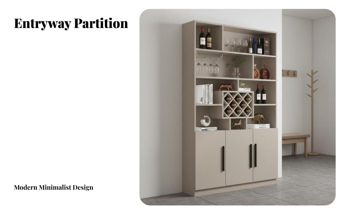 Beverage Rack Cabinet Modern Modern Living Room Display Cabinet Large Capacity Buffet Table with Storage for Homeowners, Adults, Entrance Hallway