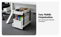 With casters beneath-desk Rolling storage area Saving 2-Tier Rolling Organizer Easy Organization Storage organizer Multifunctional Use for Office Workers, homeowners, Dorm Room, Small areas, Bedroom, Bathroom