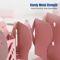 Expandable Iron Bookend with Pen Holder, Hollow Foldable Organizer, Desktop Storage Divider