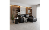 Multifunctional Sofa Bed Transformable Design Electric Recliner Sofa Remote Control Black Leather Sectional for Small Apartment Dwellers