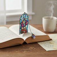 Vintage Stained Glass Dragon & Sword Bookmark with Chain Pendant, Creative Reading Marker, Cultural Gift