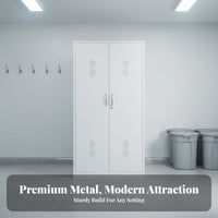 Mop and Broom Cabinet Fireproof Cleaning Supply Cabinet Sturdy Steel Construction Metal Broom Closet for Cleaners, Janitors, Hospital, School, Office