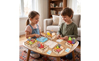 Grocery Store Toy Set Solid Wood Imitation Groceries Set with Crates Educational Pretend Supermarket for Preschoolers, Young Children, Playroom