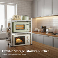 Expandable Microwave Stand Extendable Design Countertop Shelf Non-Slip Feet