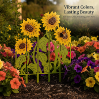 Decorative Iron Garden Fence Panel with Artificial Flowers and Plants