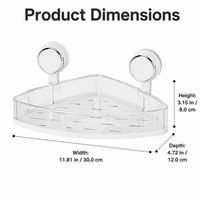 Triangle Shower Caddy, Rustproof Suction Cup Corner Shelf, No Bathroom Storage for Shampoo, 30cm Side