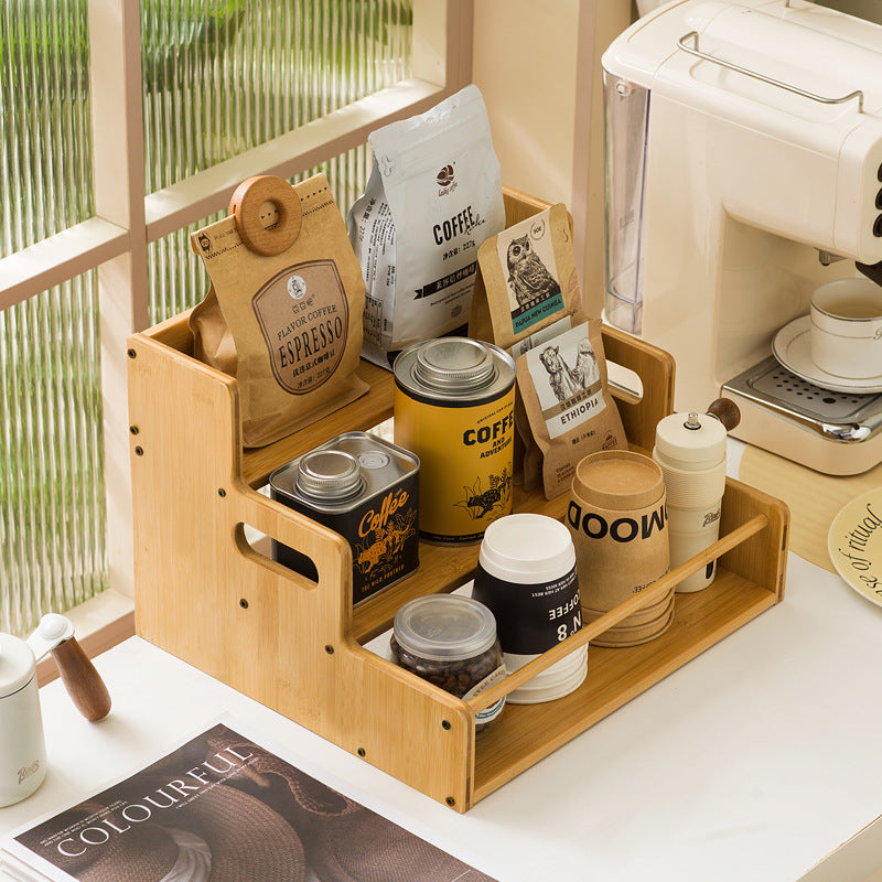 Wooden Walnut Desktop Storage Rack - Solid Wood 3-Tier Display Stand for Perfume, Coffee Cups, and Mugs
