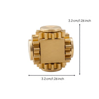 Brass Cube Toy Precision-Cut Gear Band Cube Polished Gear Linkage Rotator