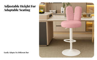 Height Adjustable Upholstered Swivel Stool Gas Lift Mechanism Bunny Ear Backrest Stool Soft Upholstery Seating Furniture Heavy-Duty Frame for Homeowners, Adults, Bar Owners, Reception Desk, Kitchen Island, Cafe, Living Room
