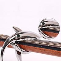 Scratch-Scratchless Shark Guitar Capo Spring-Loaded Shark Capo Shiny Accessory Rapid-Switch for Guitarists, Stage, Practice