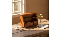 Walnut Dollhouse Display Cabinet Vintage Miniature Display Cabinet Wood Miniature Cupboard with Drawers Classic for Collectors