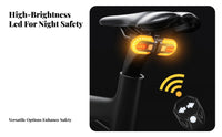 Bike Turn Indicators 5 Lighting Modes Remote Control Bike Rear Light Detachable Design Split Two-Wheeler Turn Notification for Trail Riding